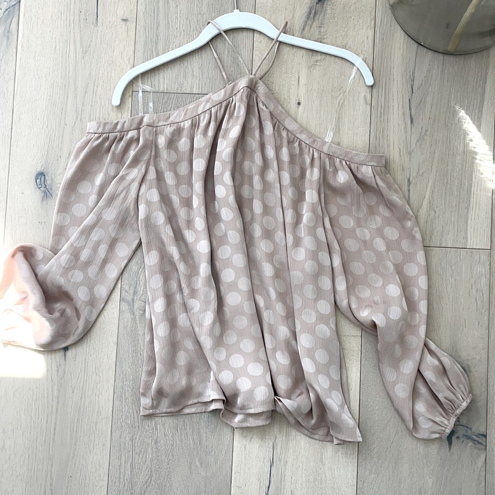 DO+BE Blush Pink Polka Dot Off-Shoulder Blouse